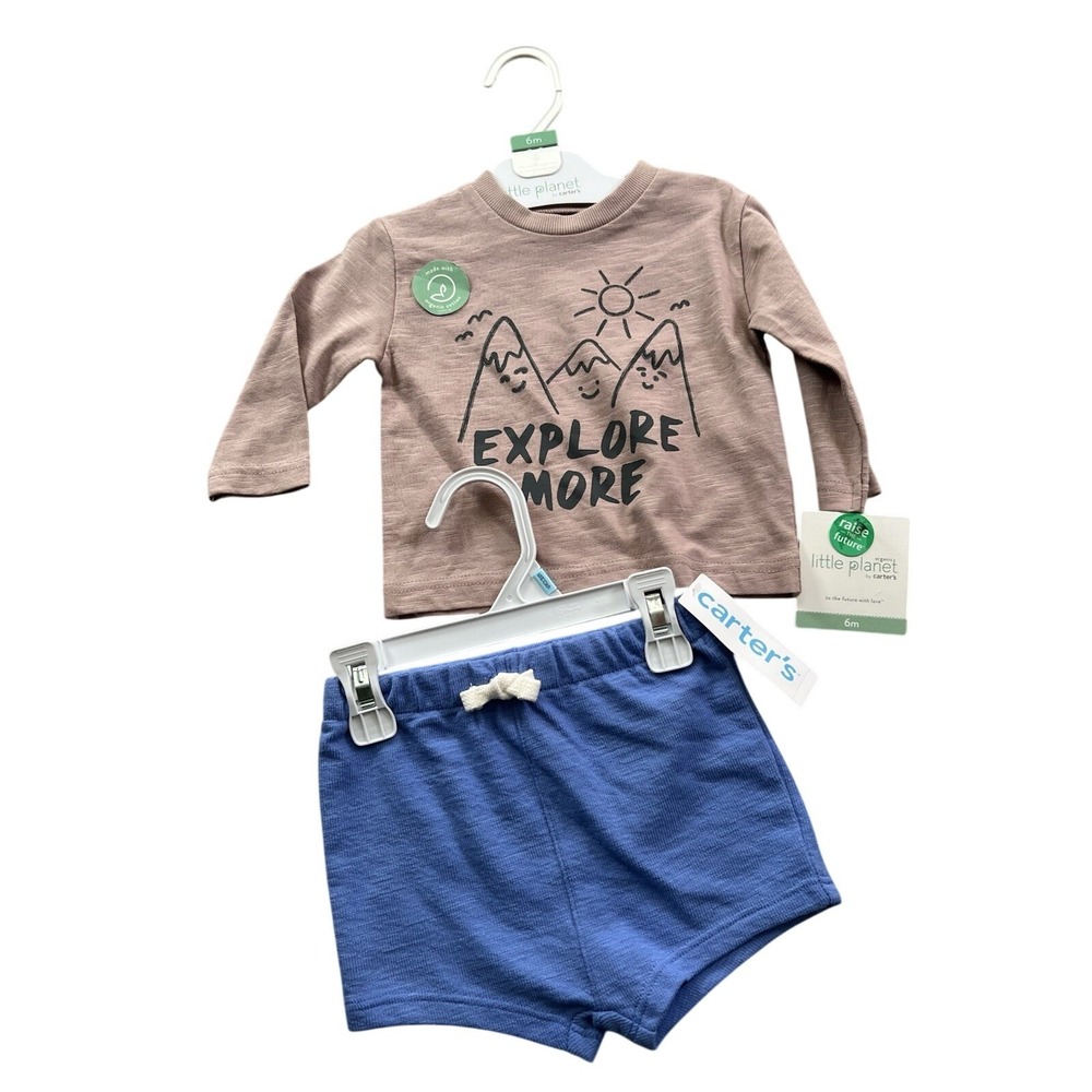 Little Planet by Carter's‎ 6M Organic Cotton Explore More Shirt Shorts Set NEW